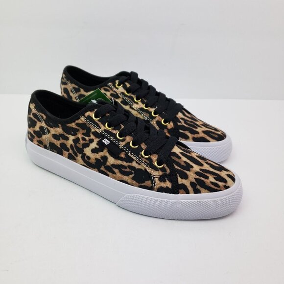 DC Shoes - DC Manual Canvas Vegan Womens Size 7.5 Leopard Lace Up Sneaker Shoes ADJS300273